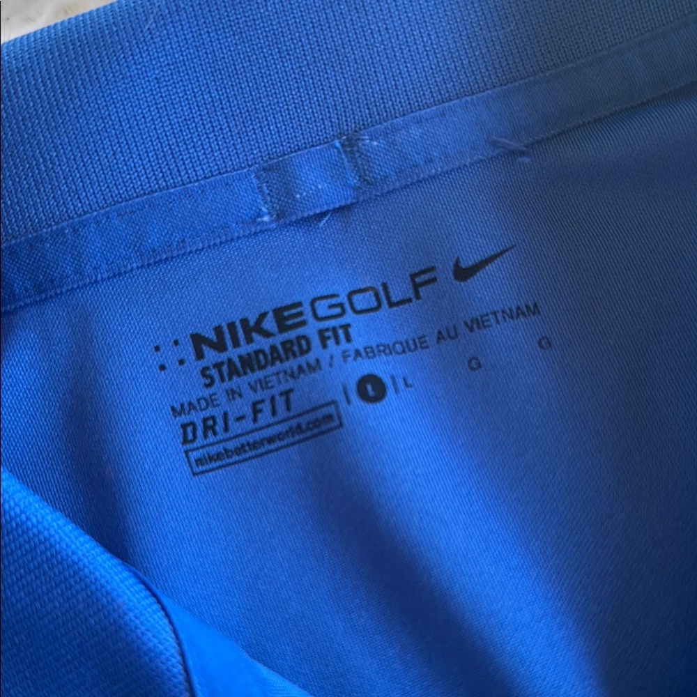 Nike Blue Golf Performance Standard Dri-Fit Polo Shirt Mens size Large - Picture 3 of 10